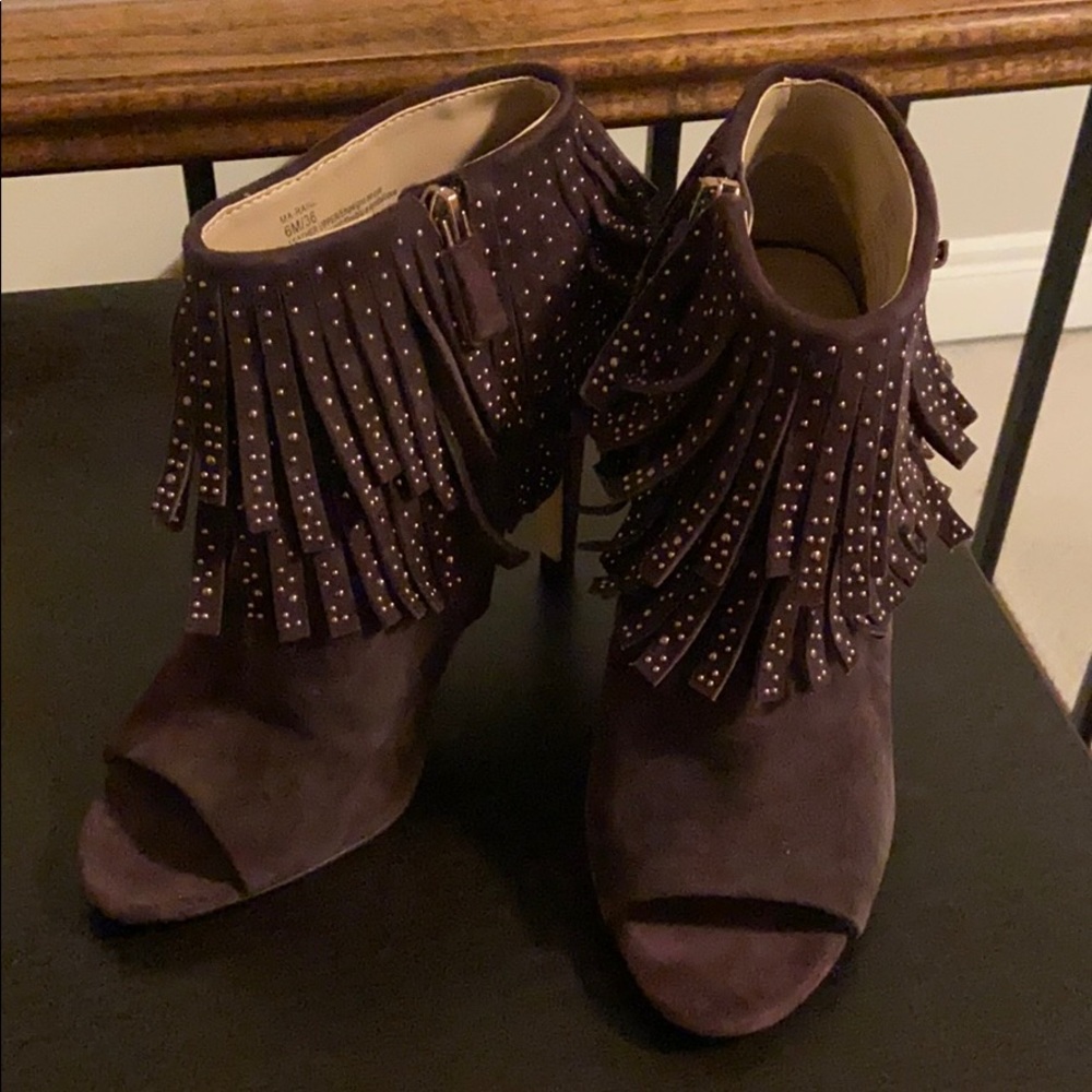 BCBGMaxAzria Leather Peep Toe Booties